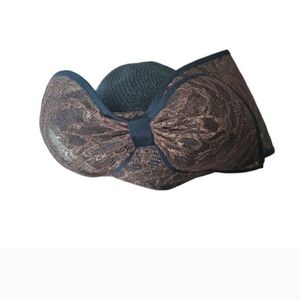 Vintage Mr John Moderne Navy Lace Brim Sculpted Statement Hat Couture Millinery